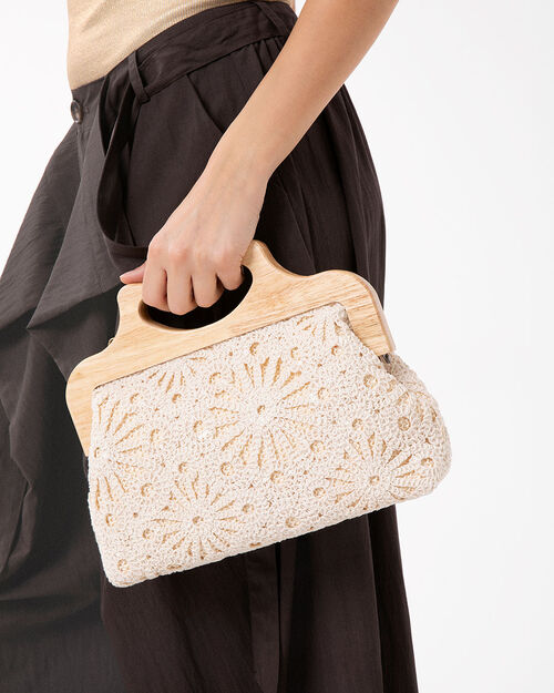 Borsa a mano panna con tracolla removibile, CREAM