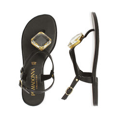 Sandali neri in pelle con gemma, Primadonna, 19A907753PENERO035, 003 preview