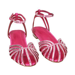 Ballerine fucsia in raso con strass, Primadonna, 21G472001RSFUCS035, 002a