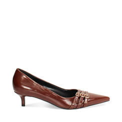 Décolleté cognac con tacco di 4,5 cm, Primadonna, 264945845EUCOGN035, 001a