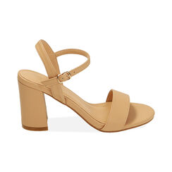 Sandali beige, tacco 8 cm, Fuori Tutto, 214903601EPBEIG035, 001 preview