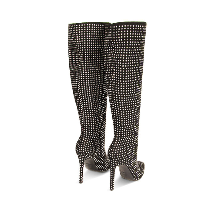 Stivali donna con strass argento tacco 10 5 cm Primadonna