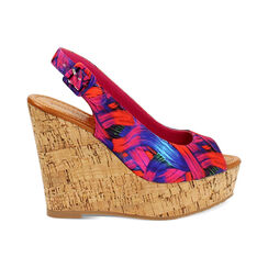 Zeppe donna multicolor blu arancio in raso, Primadonna, 254907982RSMUBA035, 001 preview