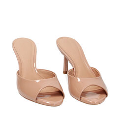 Mules Open Toe nude in vernice, tacco 7,5 cm, Primadonna, 234965901VENUDE035, 002a