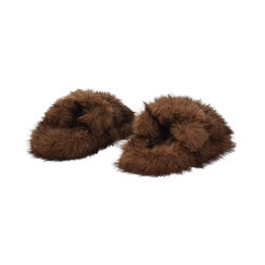 Pantofole marroni in pelo sintetico con suola in gomma, Primadonna, 264753201FUMARR037, 004 preview