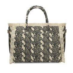 Bolso de hombro sint&eacute;tico efecto pit&oacute;n negro-beige con bandolera, Primadonna, 272351339CAPINBUNI, 001a