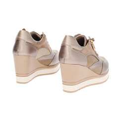 Zapatillas deportivas beige con tacón de 8,5 cm, Primadonna, 262811631EPBEIG035, 003 preview