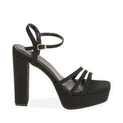 Sandali neri in lycra, tacco 12 cm , Primadonna, 192180920LYNERO035, 001a
