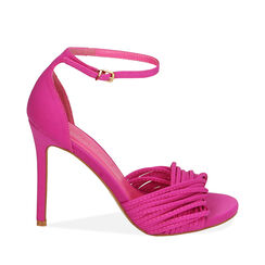 Sandales en lycra fuchsia, talon 10,5 cm , 192131028LYFUCS036, 001a