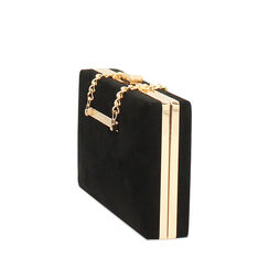 Clutch nera in microfibra con catenella, Primadonna, 261101951MFNEROUNI, 002a