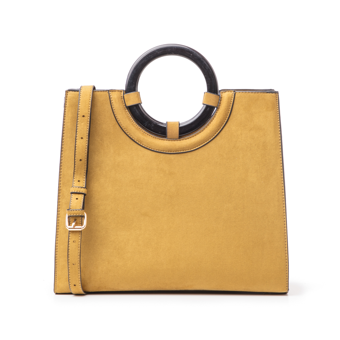 Borsa gialla in microfibra con manico rigido , Borse, 142327601MFGIALUNI