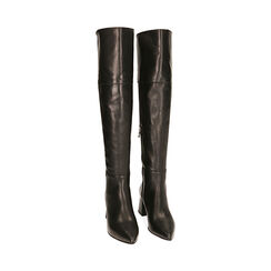 Botas por encima de la rodilla negras de piel, tacón de 6 cm., Primadonna, 20L625803PENERO035, 002 preview