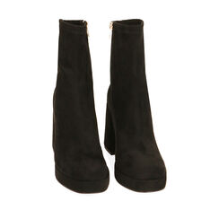 Ankle boots noires à plateforme en microfibre, talon 9,5 cm , Primadonna, 204900808MFNERO035, 002a