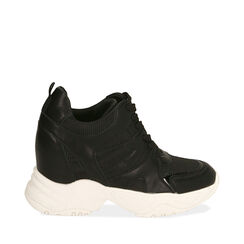 Sneakers nere, zeppa 4 cm , SALDI, 182815552EPNERO035, 001a