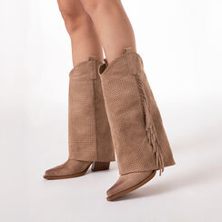 Bota texana taupe tac&oacute;n 8 cm, Zapatos, 27P685601MFTAUP035, 002a