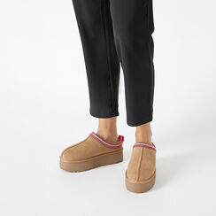 Scarponcini invernali taupe in camoscio con suola in gomma di 4,5 cm, Primadonna, 26N801253CMTAUP035, 002a