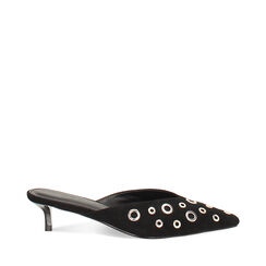 Sabot noir en microfibre avec clous et talon de 4,2 cm, Primadonna, 264931111MBNERO035, 001a
