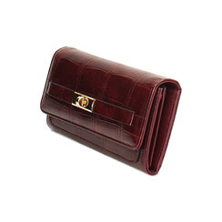 Portefeuille bordeaux en matériau synthétique effet coco, Primadonna, 265705011CCBORDUNI, 002 preview