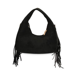 Mini bag nera in microfibra con frange, Primadonna, 265126595MFNEROUNI, 004 preview
