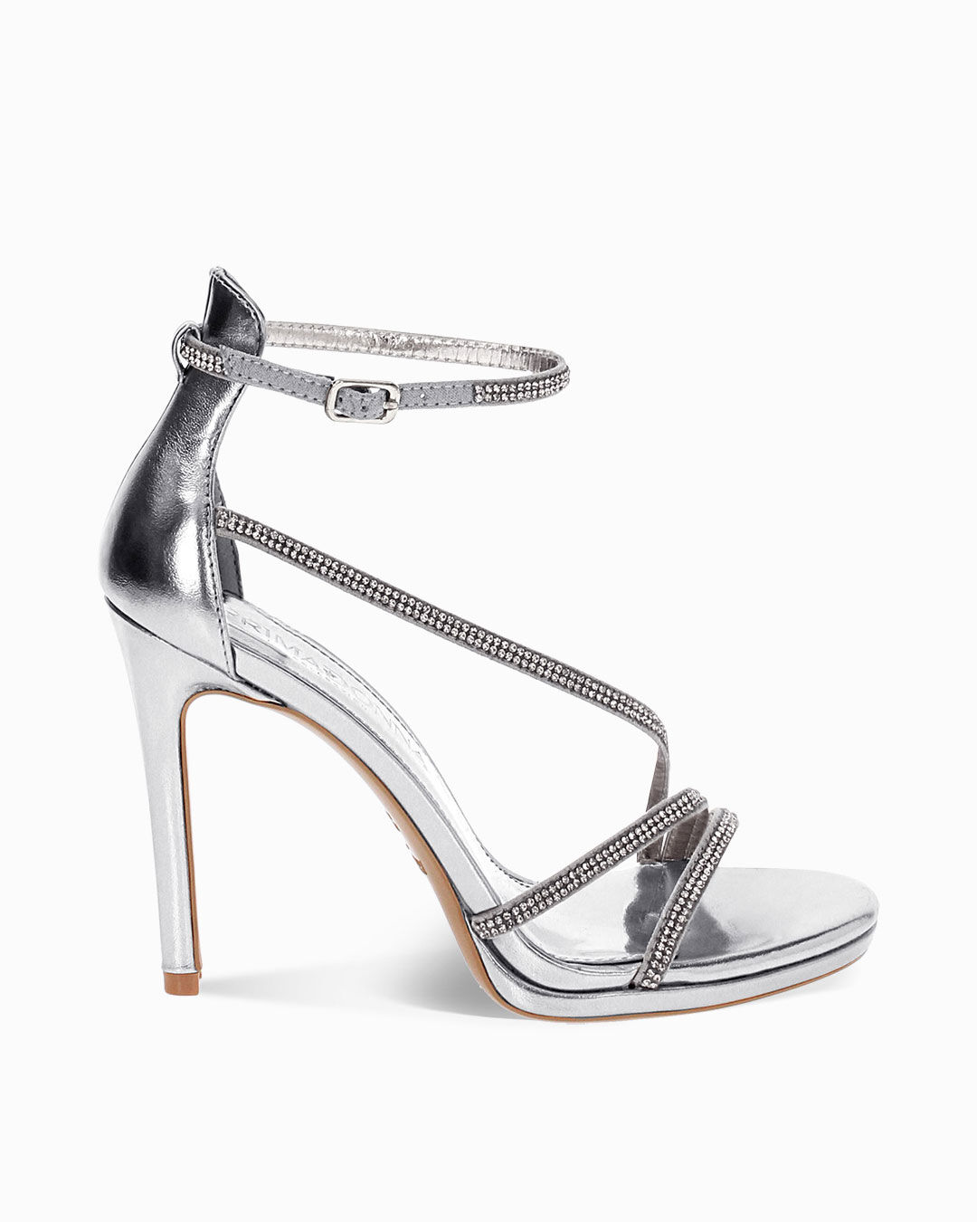 Sandalo con tacco donna argentati da party, tacco 11 cm