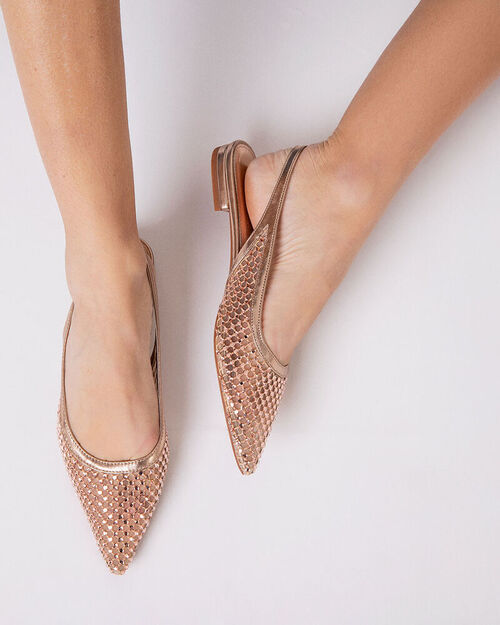 Ballerine slingback rosa-oro con pietre, MULTI COLOR