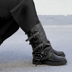 Stivali biker neri con fibbie, Primadonna, 260620501LANERO036, 003 preview