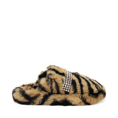Pantoufles tigre en fourrure synthétique avec semelle en caoutchouc, Primadonna, 264753241FUTIGR035, 001a