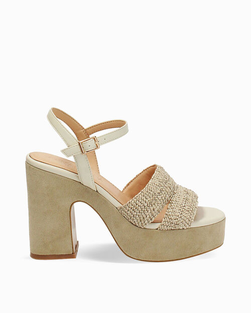 CHAUSSURES POUR FEMMES SANDALE SYNTHETIQ, BEIGE