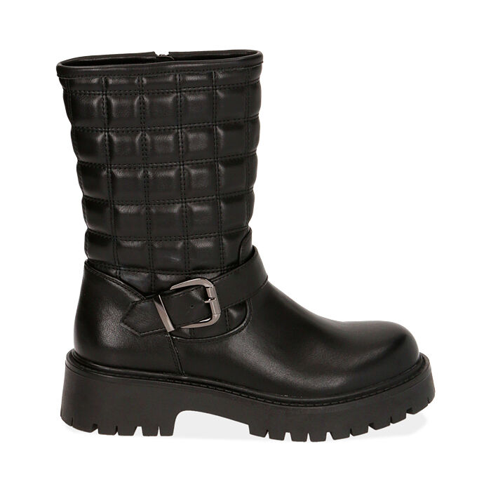 Bikers neri, tacco 4,5 cm , Primadonna, 183005702TPNERO036