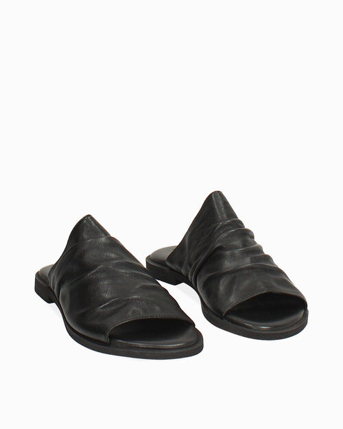 BOTAS DE LLUVIA FLAT PIEL LAVADA NERO, BLACK