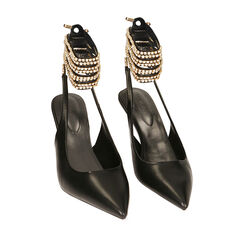 Décolleté slingback lace-up nere, tacco 8 cm, SPECIAL PRICE, 212185107EPNERO038, 002 preview