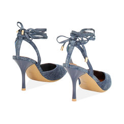 Décolleté slingback  lace-up donna in jeans, tacco 8,5 cm, Primadonna, 252100805TSJEAN035, 004 preview