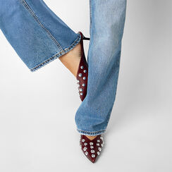 Sabot bordeaux brillant avec clous et talon de 4,2 cm, Primadonna, 264931101SBBORD036, 002 preview