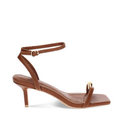 Sandalia con tacón mujer cognac con cordones, Primadonna, 25M742916EPCOGN035, 001a