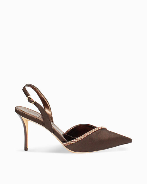 Zapato destalonado marr&oacute;n oscuro tac&oacute;n 8,4 cm, DK BROWN