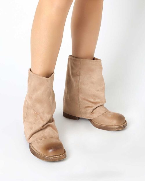 Tronchetto biker da donna taupe, TAUPE