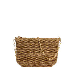 Tracolla in paglia marrone con intrecci oro, Primadonna, 25J904762PGMAORUNI, 001a