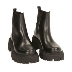 Ankle boots neri in pelle, tacco 5,5 cm , SALDI, 187204422PENERO035, 002a
