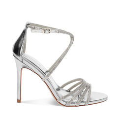 Sandalo donna argentato con strass, tacco 10,5 cm, Primadonna, 252140317LPARGE035, 001a