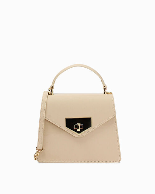 Mini bag beige con tracolla removibile, BEIGE