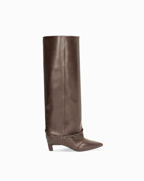 Stivali testa di moro con fibbia decorativa, DK BROWN