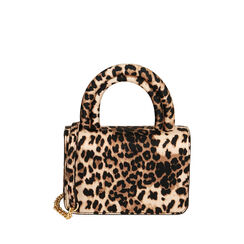 Mini bag a mano leopard in raso , Primadonna, 205102461RSLEOPUNI, 001a