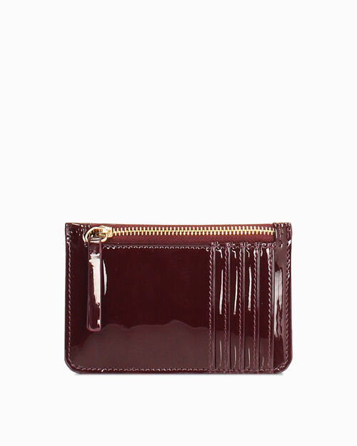Portafoglio bordeaux con zip dorata, BURGUNDY