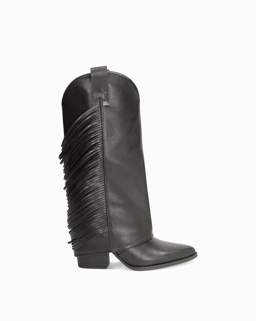 Stivali texani neri con frange, BLACK