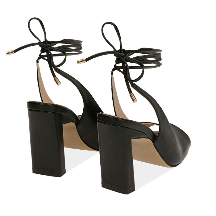 Sandalias negras con cordones, tacón 9,50 cm | Colección Primadonna  Collection