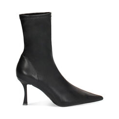Tronchetto nero elasticizzato, tacco 8 cm, Primadonna, 242136301EPNERO037, 001 preview