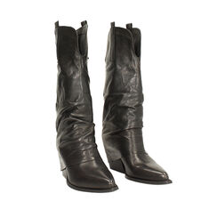 Stivali texani da donna in pelle lavata nera, Primadonna, 261020644PANERO036, 002a