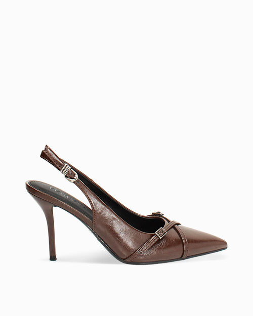 D&eacute;collet&eacute; marroni con tacco 9 cm, BROWN