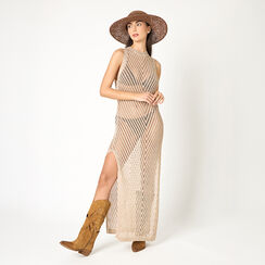 Vestido de mujer dorado en tejido, Primadonna, 25B473962TSOROGUNI, 002a