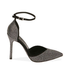 Décolleté cinturino nere con strass, tacco 10,5 cm , Primadonna, 202186116MPNERO035, 001a